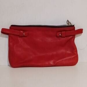 Johnny Farah New York red leather clutch bag